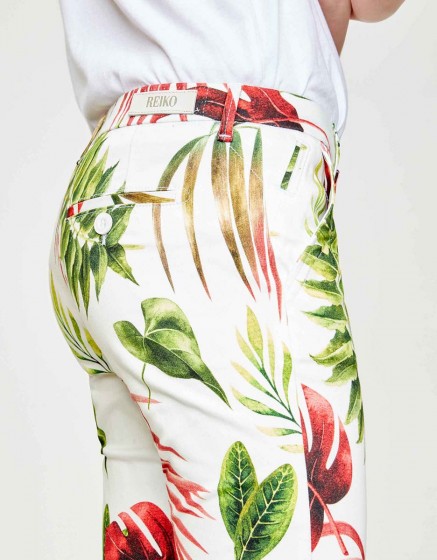 Chino Trousers Sandy Printed - WHITE TROPIC