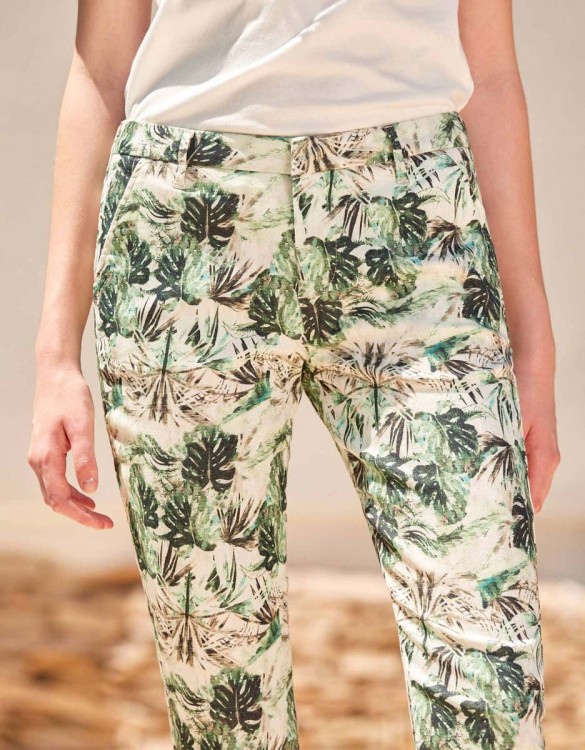 Chino Trousers Sandy Skinny Printed - PALM GREEN