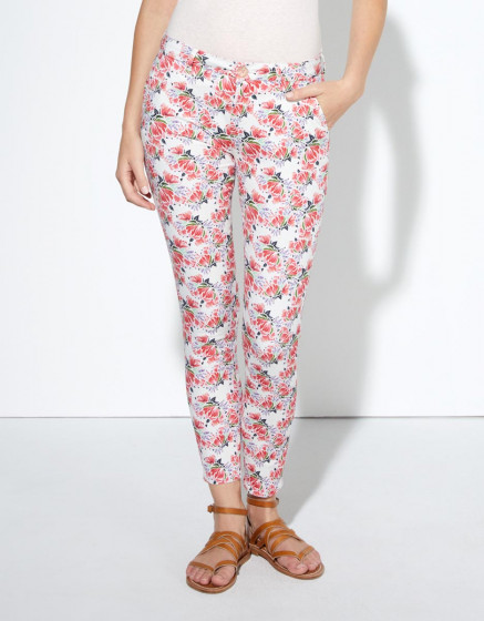 Chino trousers Sandy Cropped Printed - NEON PEONIES