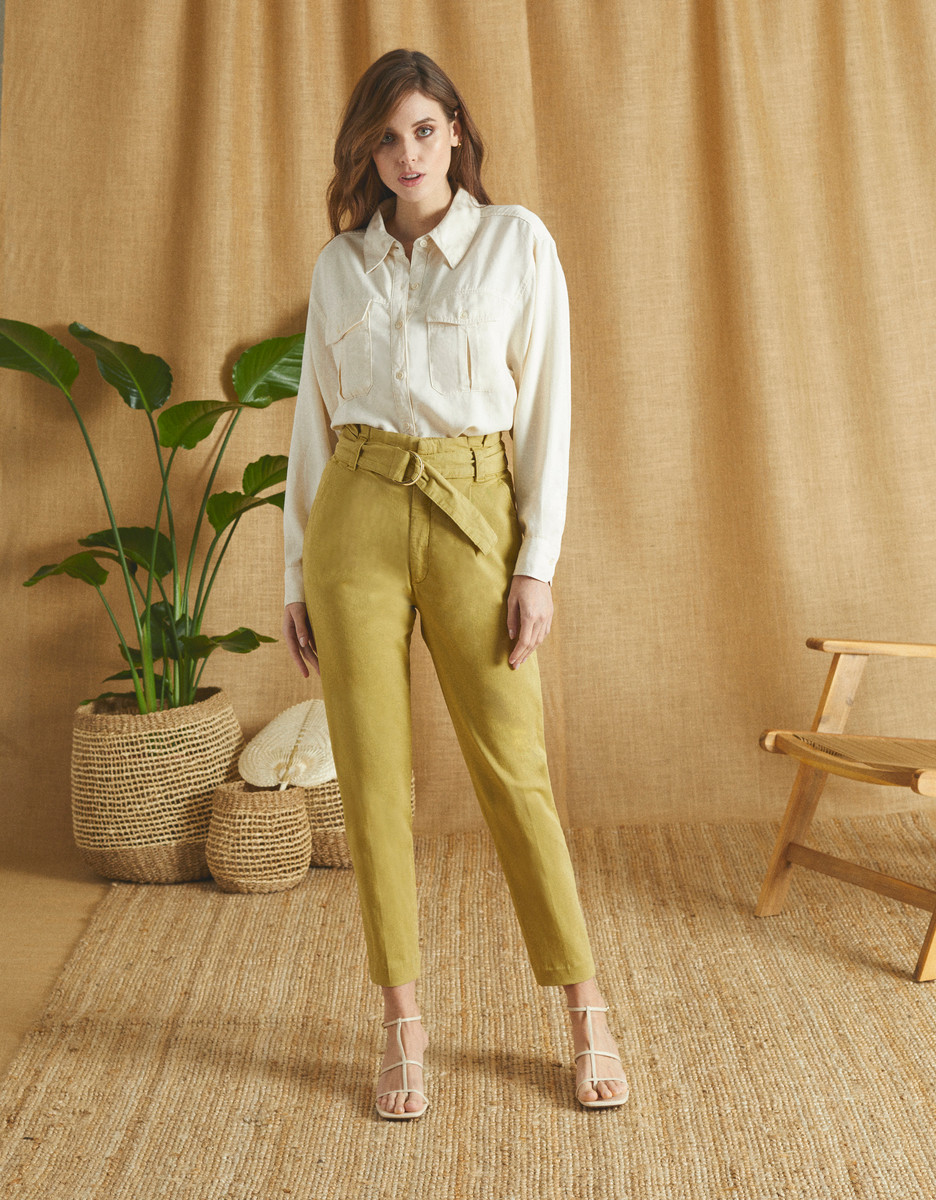 Buy online Yellow Cotton Cigarette Pants Trousers from bottom wear for  Women by Abhishti for ₹799 at 50% off | 2024 Limeroad.com
