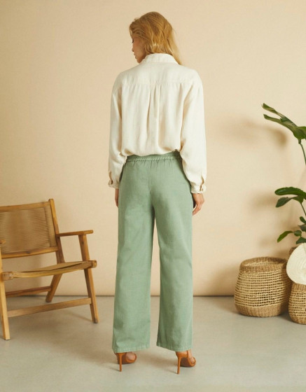Pantalon wide Felicia Color - GREEN BAY