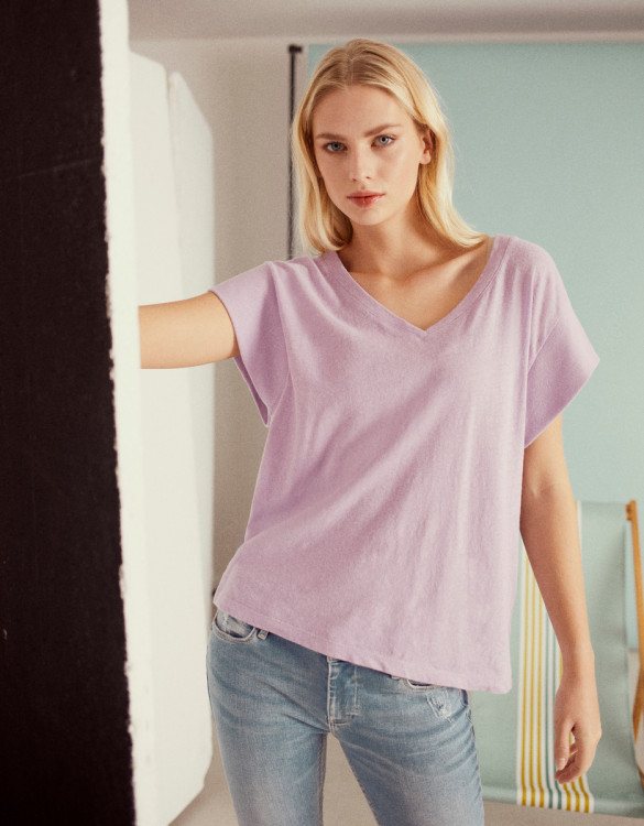 T-shirt col v Tayra - LAVENDER