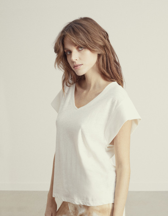 T-shirt col v Tayra - WHITE