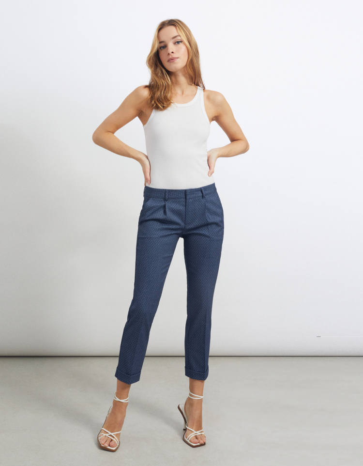 Cigarette trousers Larson Fancy  DOTS WHITE  Nouvelle Collection  Reiko  Jeans
