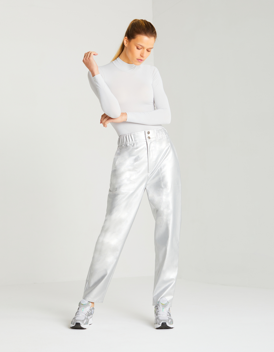 Galvanized High Waisted Trousers - Silver – Galvan London UK