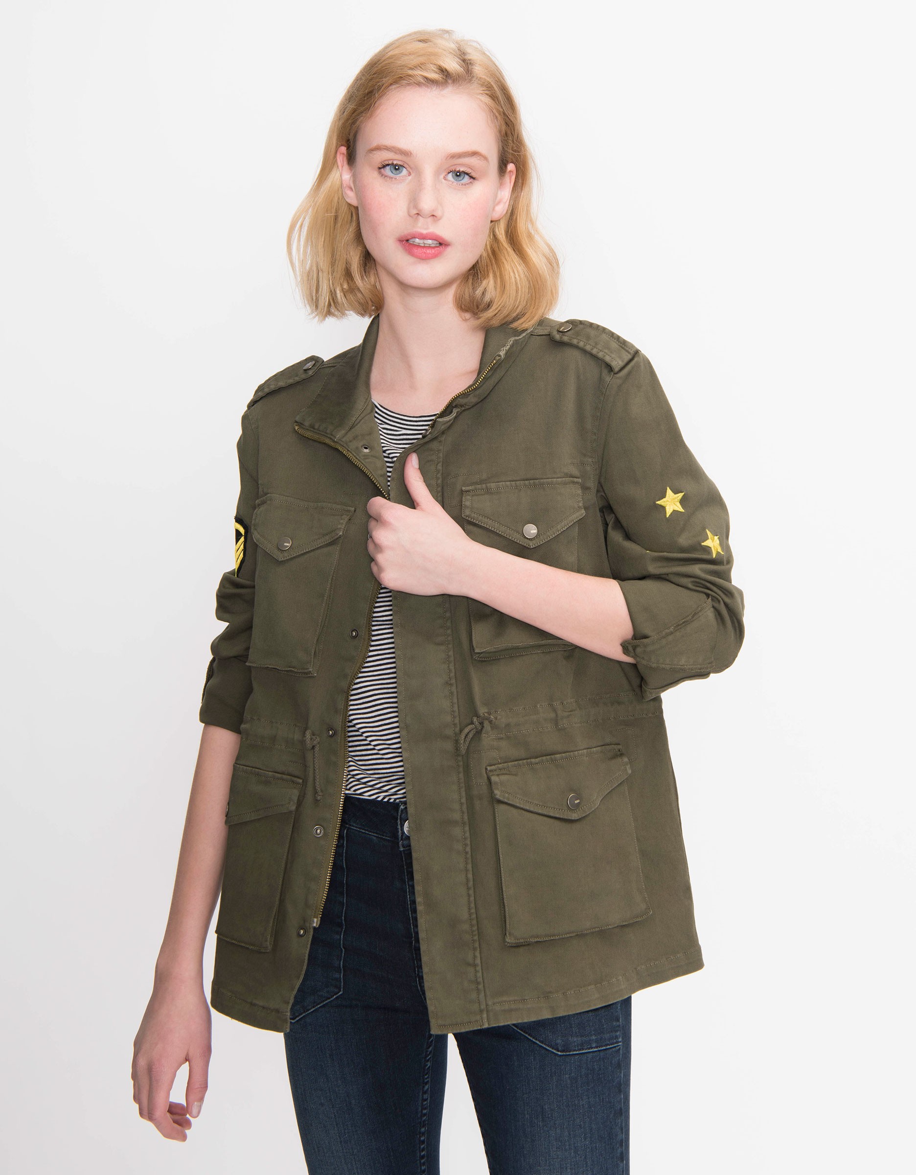 Kaki military jacket for women Army REIKO